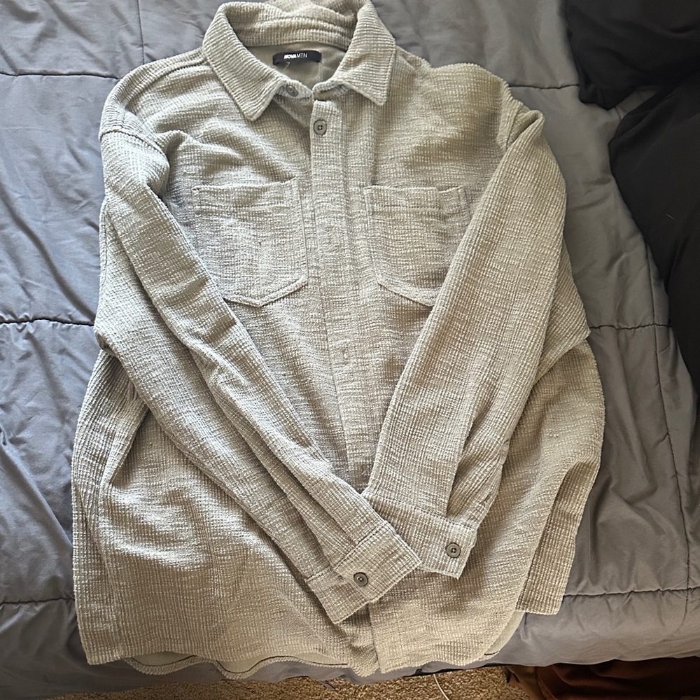 Fashion Nova Men's Light Gray Shirt Jacket